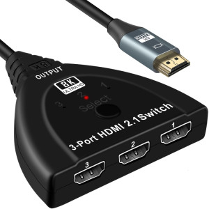 Boîte de sélection de sélecteur HDMI 8K à 3 ports avec câble en queue de cochon (noir) SH881B662-20