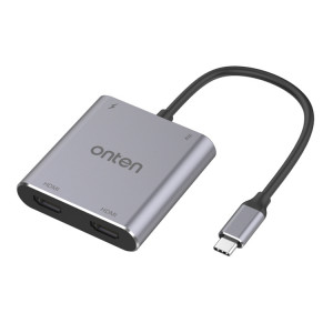 Onten 9175K 4 en 1 USB-C / Type-C vers double HDMI + USB 3.0 + PD3.0 Port de charge USB-C / Type-C Convertisseur vidéo 4K HD SO84541712-20