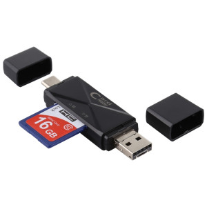 Lecteur de carte USB-C / Type-C + SD + TF + Micro USB vers USB 2.0 (noir) SH512B704-20
