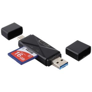 Lecteur de carte USB-C / Type-C + SD + TF + Micro USB vers USB 3.0 (noir) SH513B1087-20