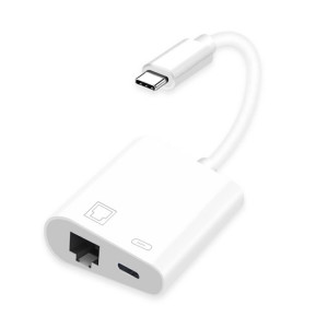 NK-1035 TC 2 en 1 Homme USB-C / Type-C mâle à Ethernet + Adaptateur femelle de type-C SH8531608-20
