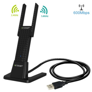 EDUP EP-AC1631 Adaptateur sans fil USB à double bande 11AC USB 600Mbps avec 2 antennes et base pour ordinateur portable / PC (noir) SE981B1549-20