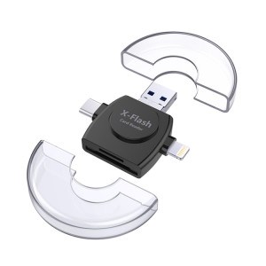 X-Flash R01 3 en 1 8 broches + USB-C / Type-C + Micro USB Interface lecteur de carte SD / TF (noir) SH991B129-20
