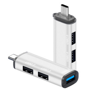 ADS-302C 3 en 1 Station d'accueil de ventre multi-fonction C / USB-C (argent) SH015S613-20