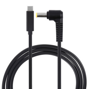 Câble d'alimentation et de chargement pour ordinateur portable PD65W USB-C / Type-C coudé vers 5,5 x 2,5 mm 1,5 m (noir) SH954B1487-20