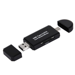 3 en 1 USB-C / Type-C 3.1 vers USB 2.0 + Micro USB + SD(HC) + Adaptateur lecteur de carte Micro SD avec fonction OTG (Noir) SH9997125-20
