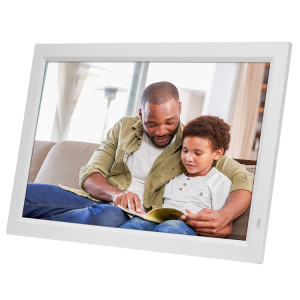 Cadre photo numérique de 21,5 pouces à LED avec support et télécommande, prise US (blanc) SH003W1318-20