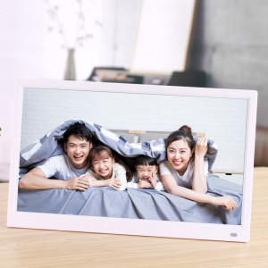 Cadre photo numérique à écran LED FHD de 15,6 pouces avec support et télécommande, programme MSTAR V53, prise en charge de l'entrée de carte USB / SD (blanc) SH560W1350-20