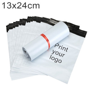 30000 PCS 13x24cm Sacs de messagerie en plastique épais imprimés personnalisés avec votre logo pour les produits Emballage et envoi (blanc) SH123W1112-20