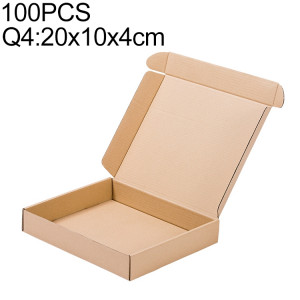 Boîte d'emballage de boîte d'expédition de papier kraft 100 PCS, taille: Q4, 20x10x4cm SH26231662-20