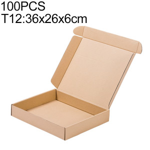 Boîte d'emballage de boîte d'expédition de papier kraft 100 PCS, taille: T12, 36x26x6cm SH26261764-20