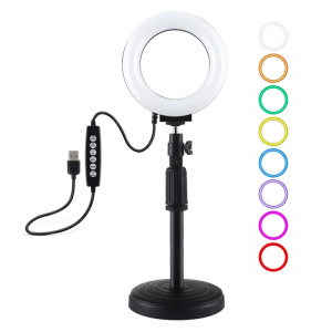 Puluz 4,7 pouces 12 cm Bague de surface incurvée + montage de bureau ronde Mont USB 10 modes 8 couleurs RGBW DIMMable Bague LED Selfie Beauty Vlogging Photographie Vidéo lumières avec une tête de trépied de SP046B812-20