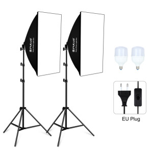 Kit d'éclairage Softbox Puluz 2 PCS 50x70cm Professional Photo Studio photographie Équipement de photographie avec 2 x E27 Socket Socket Photographie Prise de photographie Kit d'éclairage (UE Plug) SP33EU1019-20