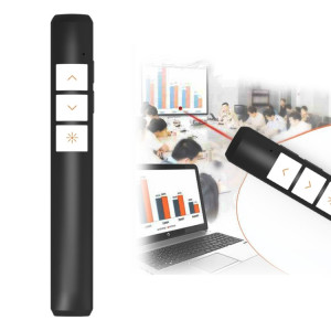 VIBOTON PP932 2.4GHz Multimédia Présentation Télécommande Stylo Flip Clicker PowerPoint, 3 Touches, Distance de Contrôle: 100m (Noir) SV821B1803-20