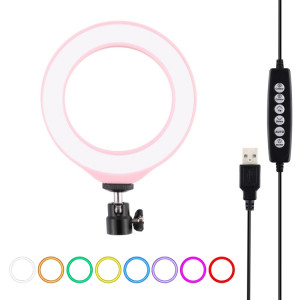 PULUZ 4.7 pouces 12cm USB 10 Modes 8 Couleurs RGBW Dimmable Anneau LED Vlogging Photographie Vidéo Lumières avec Trépied Rotule (Rose) SP431F531-20