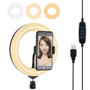 Puluz 7,9 pouces 20cm USB 3 modes Dimmable Double couleur Température LED Bague de lumière courbée Vlogging Selogging Photography Vidéo lumières avec pince de téléphone (noir) SP459B187-20