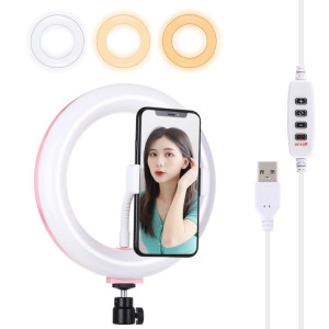 Puluz 7.9 pouces 20cm USB 3 modes Dimmable Double couleur Température Température Courbée Bague de lumière Vlogging Selfie Photographie Vidéo lumières avec pince de téléphone (rose) SP459F690-20