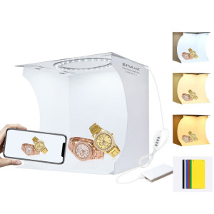 PULUZ 23cm Anneau LED Panneau Pliant Portable Light Photo Lighting Studio Tente De Tir Kit Box avec 6 Couleurs de Fond (Noir, Blanc, Jaune, Rouge, Vert, Bleu), Déplier Taille: 24cm x 23cm x 23cm SP5023573-20