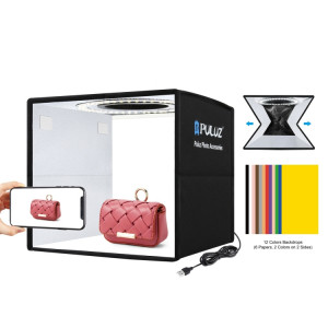 PULUZ 25cm pliant portable haut 97 CRI Light Ring photo éclairage studio de prise de vue Boîte Tente avec 12 couleurs, Taille Backdrops: 25cm x 25cm x 25cm (Noir) SP025B254-20