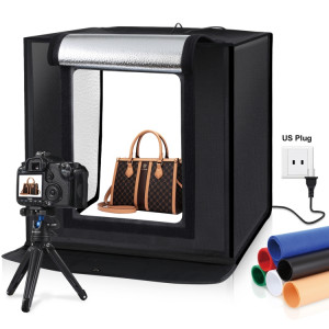 PULUZ 40CM pliable portable 24W 5500K Light blanc Dimmable Éclairage de photos Studio Tehinging Tente Box Kit avec 6 couleurs (noir, orange, blanc, rouge, vert, bleu) SP50401047-20