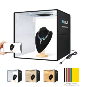 Bague Portable Portable Puluz 40cm Lumière USB Éclairage de photo Studio Studio Boîte de tente avec 6 x Couleur à double côté Taille: 40cm x 40cm x 40cm (noir) SP041B1040-20