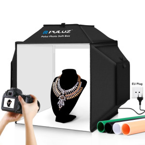 PULUZ 40cm Pliant 24W 5500K Studio Tente de Tir Soft Box Kit d'éclairage de Photographie avec 4 Couleurs (Noir, Orange, Blanc, Vert) Toiles de Fond (Prise UE) SP42EU1330-20