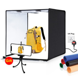 Puluz Photo Studio Boîte lumineuse portable 60 x 60 x 60 cm Tente lumineuse LED 5500K Light Blanc Dimmable Mini 36W Photographie Prise de photographie Studio Tente Studio avec 6 Toiles de fond amovibles (Blanc Orange SP60UK1024-20