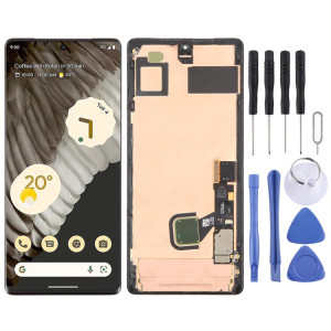 Écran LCD d'origine complet avec châssis pour Google Pixel 7 Pro GP4BC GE2AE, incluant un câble flexible pour lecteur d'empreintes digitales SH07191603-20