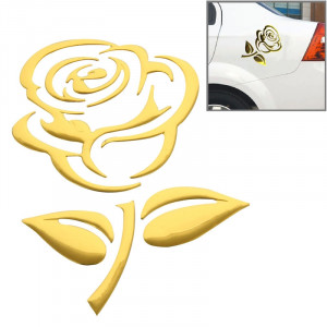 Autocollant de voiture motif 3D Rose, taille: 10,5 cm x 8 cm (environ) (or) SH285C1101-20