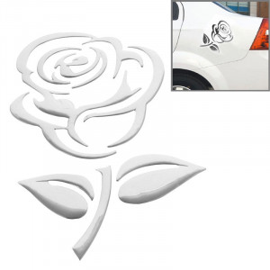 Autocollant de voiture motif 3D Rose, taille: 10,5 cm x 8 cm (environ) (argent) SH285D1929-20