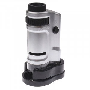 Microscope de poche à objectif avec grossissement de 20X 40X avec lumière LED (Argent) SH41451945-20