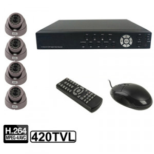 Kit enregistreur vidéo numérique 4 canaux (CCD 1/3 Sharp, 420TVL, 24 LED IR, Objectif 6mm, Distance IR: 25m, H.264 (8204EV + 622A) SH111B769-20