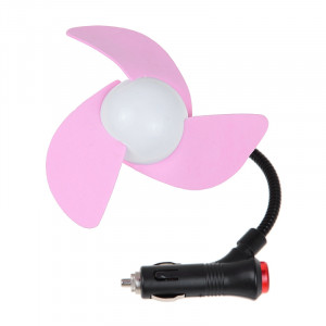 Mini ventilateur de voiture allume-cigare alimenté par trois lames (rose) SM009F635-20