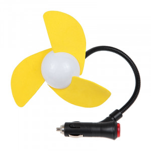 Mini ventilateur de voiture allume-cigare alimenté par 3 lames (jaune) SM009Y1728-20