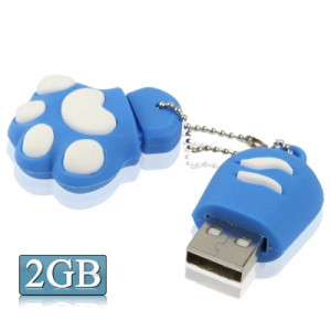 Disque flash USB 2.0 en silicone avec patte anti-poussière en forme de patte de 2 Go (bleu) SH15531790-20
