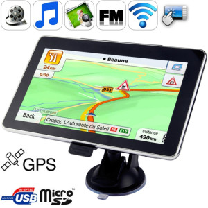 Navigateur GPS de voiture à écran tactile TFT 7,0 pouces, mémoire intégrée de 4 Go, prise en charge du port AV, stylet tactile, diffusion vocale, émetteur FM, fonction Bluetooth, haut-parleur intégré, SH051A1719-20