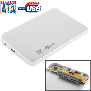Boîtier externe SATA HDD 2,5 pouces, taille: 126 mm x 75 mm x 13 mm (argent) S2506S36-20