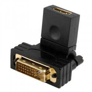 360 degrés de rotation plaqué or DVI 24 + 1 broches mâle à 19 broches HDMI adaptateur femelle SH00011211-20