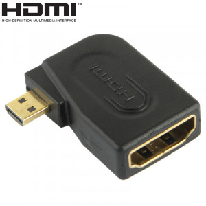 Adaptateur micro femelle mâle HDMI vers HDMI 19 broches avec angle de 90 degrés (noir) SH00091742-20