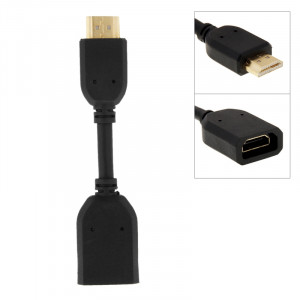 Câble adaptateur de connecteur HDMI 19 broches mâle vers HDMI 19 broches femelle (AM-AF) de 10 cm (noir) SH064B1716-20