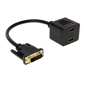29.5cm DVI 24 + 1 pin mâle à 2 x HDMI câble répartiteur femelle (noir) SH065B262-20