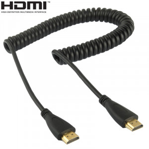 1,4 version, plaqué or 19 broches HDMI mâle vers HDMI câble enroulé mâle, support 3D / Ethernet, longueur: 60 cm (peut être étendu jusqu'à 2 m) SH20011806-20