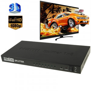 V1.4 Full HD 1080P 1 x 8 Splitter amplificateur HDMI, support 3D (noir) SH301B1370-20