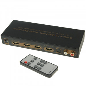 Extracteur audio HDMI / MHL à 3 ports avec télécommande infrarouge, réglage EDID audio 4K ARC 5.1 canaux / PASS / 2 canaux SH58001619-20