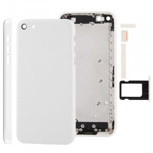 Châssis de logement complet / couvercle arrière avec plaque de montage et bouton de sourdine + bouton d'alimentation + bouton de volume + plateau de carte nano sim pour iPhone 5C (blanc) SC707W983-20