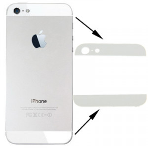Version OEM Couverture arrière supérieure et inférieure lentille en verre pour iPhone 5 (blanc) SV745W415-20