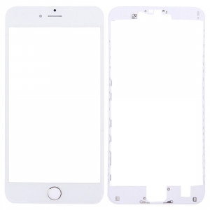 3 en 1 pour iPhone 6s Plus (lentille en verre avec écran avant + cadre LCD pour boîtier avant + bouton de démarrage) (Argent) SH220S1632-20