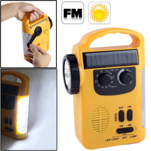 Lumière de secours de lanterne à manivelle de dynamo d'énergie solaire, lampe de poche extérieure de secours de 5 LED multifonctionnelle avec la radio d'AM / FM SH28051774-20