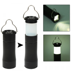 Lampe de camping à lampe de poche à DEL, torche télescopique ultra-brillante en aluminium très pratique avec clip (noir) SH814B1350-20