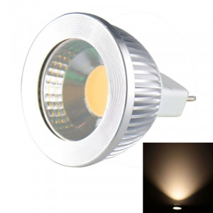 MR16 5W 475LM LED lampe de projecteur, 1 LED COB, lumière blanche chaude, 3000-3500K, DC 10-18V, couverture argentée SH00WW1289-20